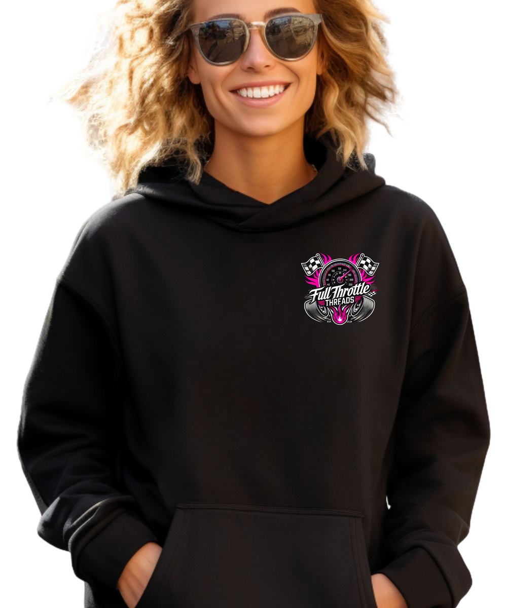 Full Throttle Threads Original Women's Drag Racing Hoodie