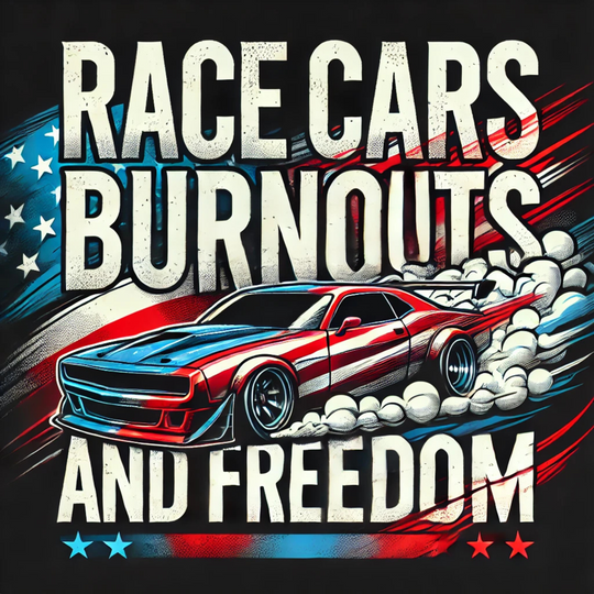 Race Cars, Burnouts and Freedom Men's Drag Racing Tee